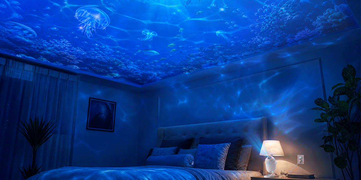 SpaceScape ocean projection in a bedroom